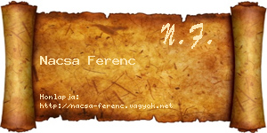 Nacsa Ferenc névjegykártya